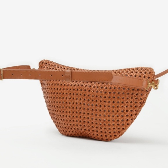 Clare V. Grande Fanny Tan Rattan Leather with Red Zipper - Picture 2 of 12